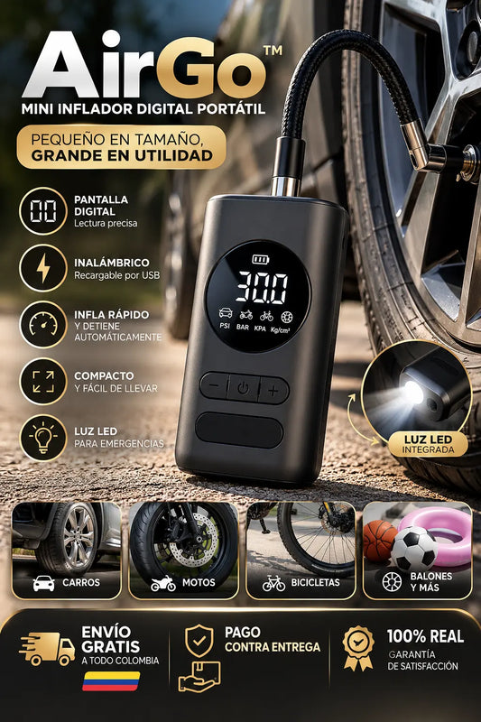 🛞 AirGo™ | Mini Inflador Digital Portátil