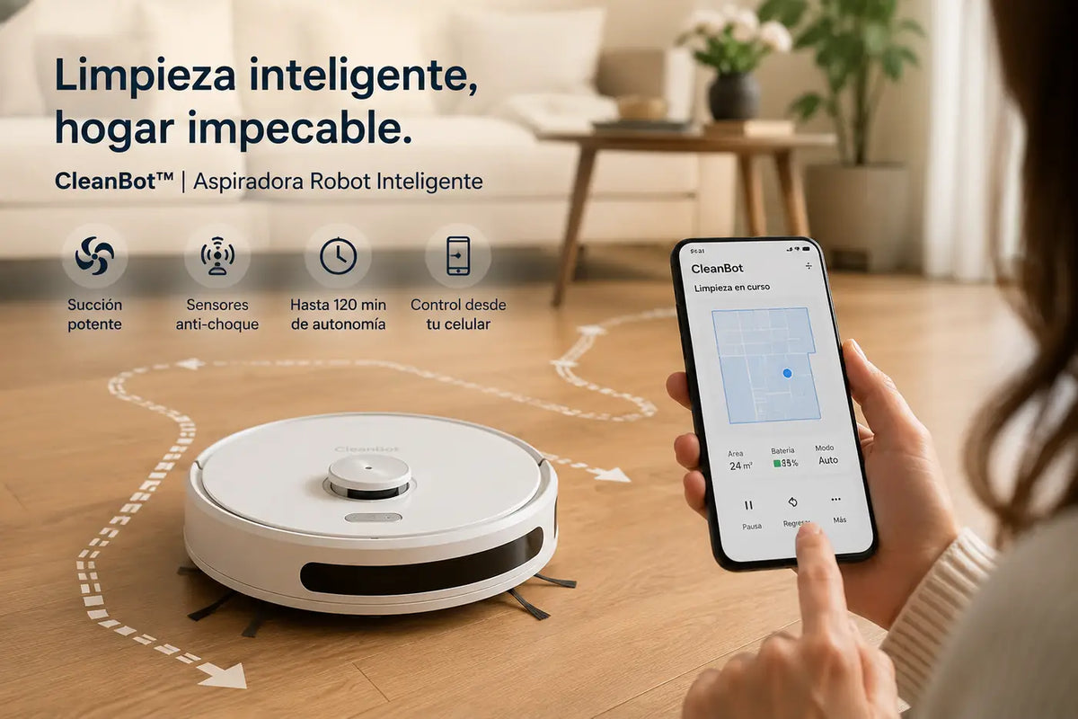 🤖 CleanBot™️ | Aspiradora Robot Inteligente para el Hogar ✨