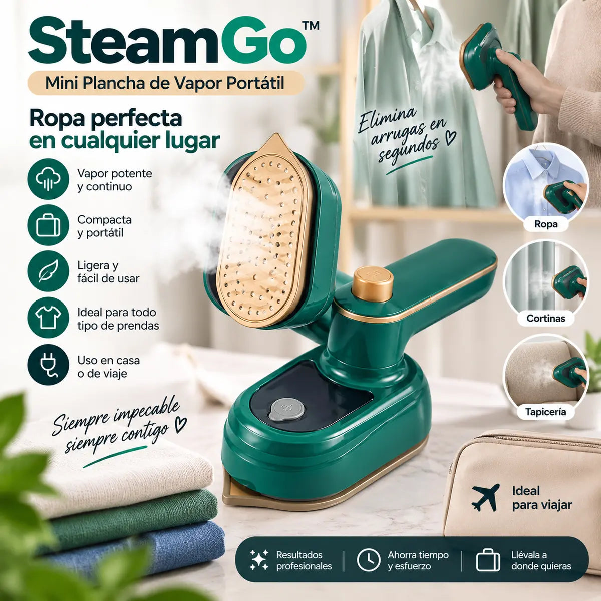 👚 SteamGo™️ | Mini Plancha de Vapor Portátil ✨